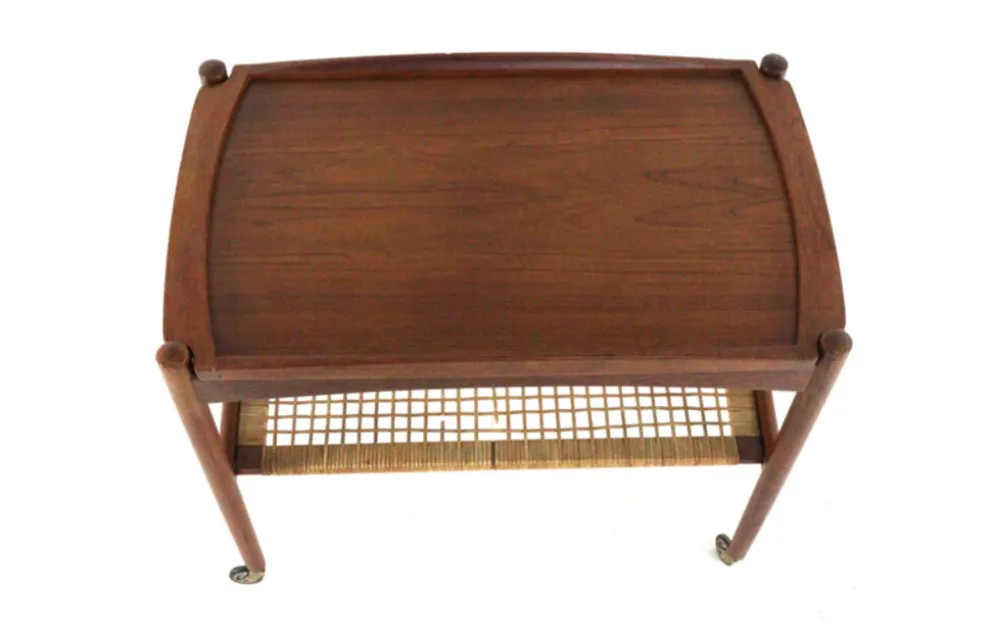 Chariot Poul Hundevad avec plateau amovible - design moderne du milieu du siècle - danois