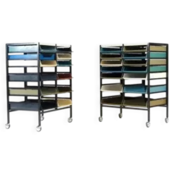 2 Chariots de rangement rétro vintage danois, cabinet de classement de bureau, milieu du siècle, années 60.