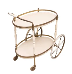 Chariots de service avec plateaux en verre en forme ovale, Italie, années 1950.
