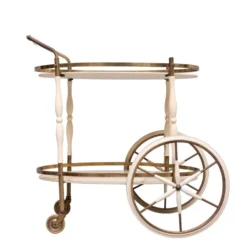 Chariots de service avec plateaux en verre en forme ovale, Italie, années 1950.