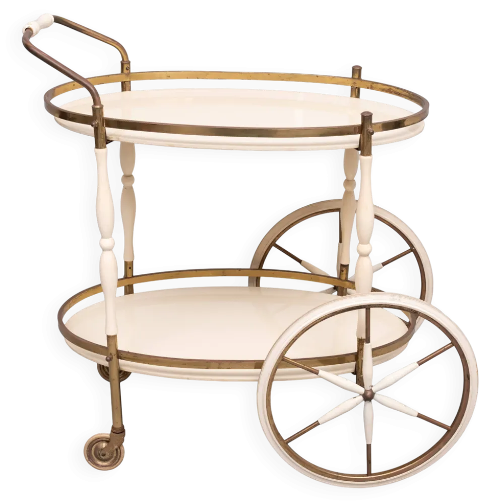 Chariots de service avec plateaux en verre en forme ovale, Italie, années 1950.