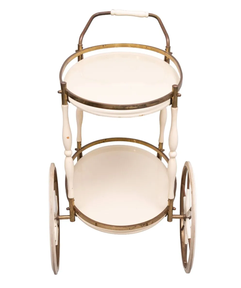 Chariots de service avec plateaux en verre en forme ovale, Italie, années 1950.