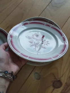 Charmant lot de 6 assiettes plates anciennes de la manufacture Badonviller.