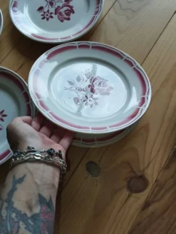 Charmant lot de 6 assiettes plates anciennes de la manufacture Badonviller.