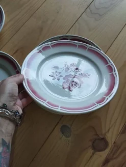 Charmant lot de 6 assiettes plates anciennes de la manufacture Badonviller.