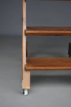 Échelle de bibliothèque en chêne vintage du 20e siècle