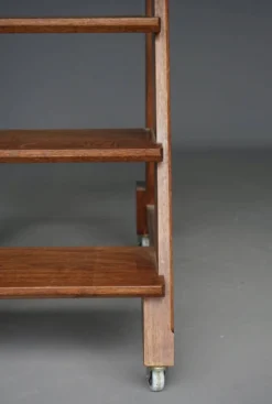 Échelle de bibliothèque en chêne vintage du 20e siècle