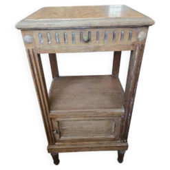 Chevet ancien style Louis XVI en chêne – plateau marbre