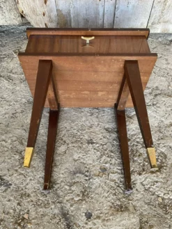 Chevet Ancien Table Nuit Placage Bois Verni Tiroir Mid-Century Vintage