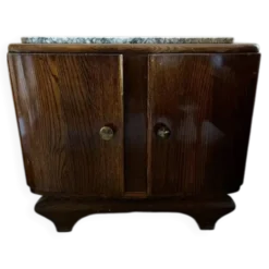 chevet Art Déco en chêne avec dessus en marbre