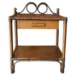 Chevet / table d'appoint en rotin Années 70