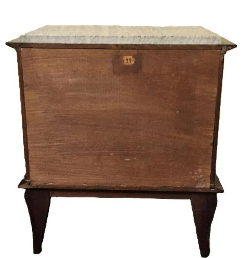 Chevet Vintage En Acajou Verni Et Plateau En Marbre