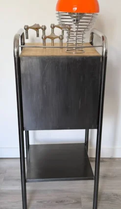 Chevet vintage en métal brossé