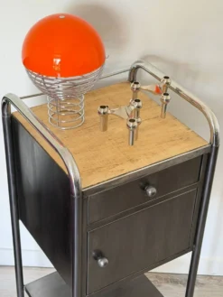 Chevet vintage en métal brossé