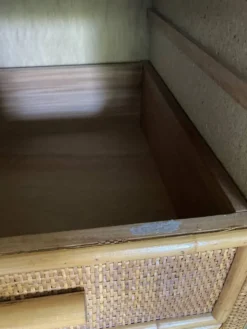 Chiffonnier, commode 6 tiroirs en rotin vintage