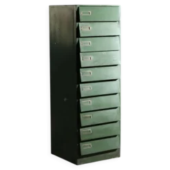 Chiffonnier industriel vintage en métal 10 tiroirs Italie années 1960