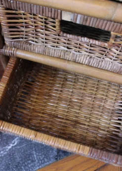 Chiffonnier rotin osier 3 tiroirs meuble rangement vintage