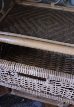 Chiffonnier rotin osier 3 tiroirs meuble rangement vintage