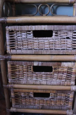 Chiffonnier rotin osier 3 tiroirs meuble rangement vintage