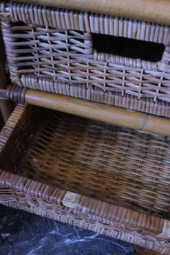 Chiffonnier rotin osier 3 tiroirs meuble rangement vintage
