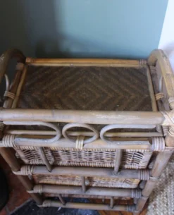Chiffonnier rotin osier 3 tiroirs meuble rangement vintage