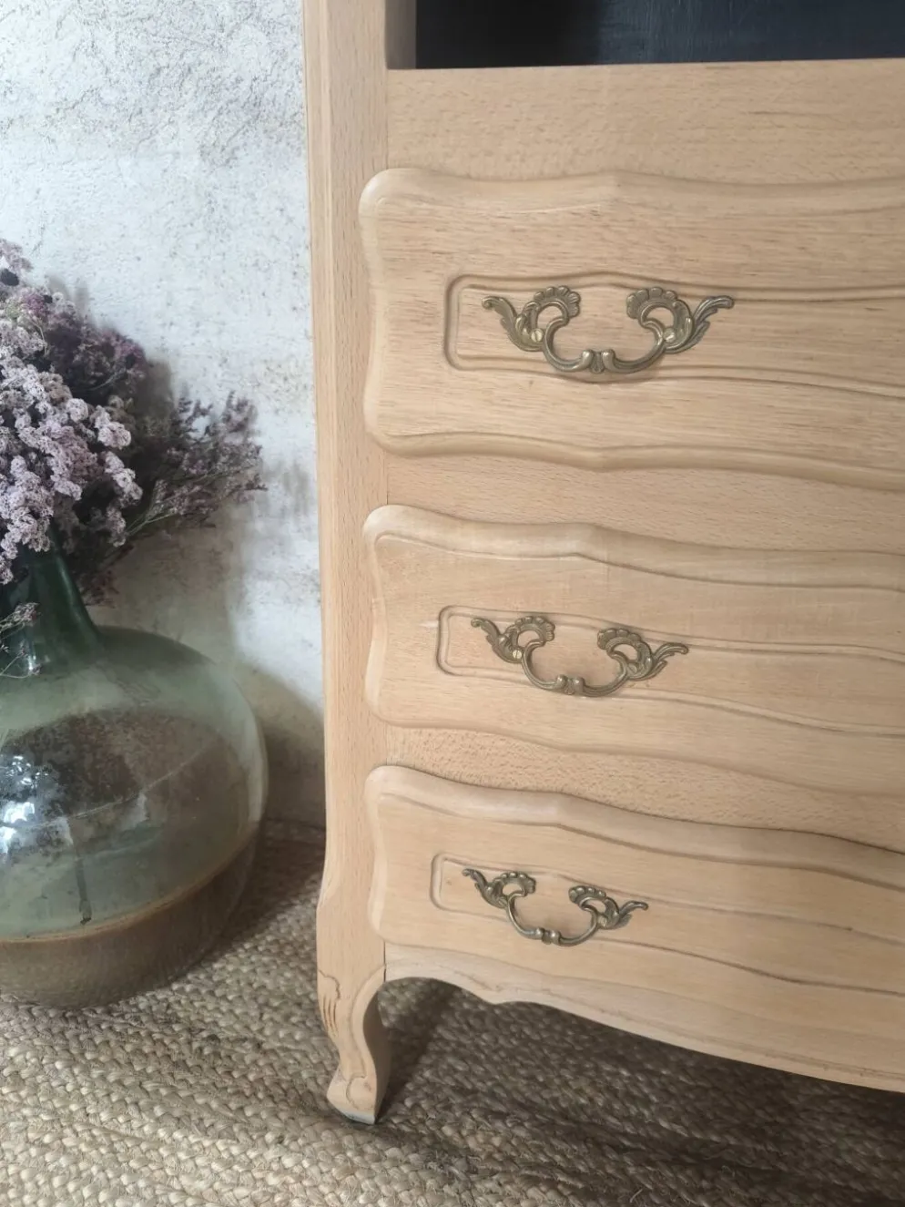 Chiffonnière / Meuble d'entrée style Louis XV rénové bois brut