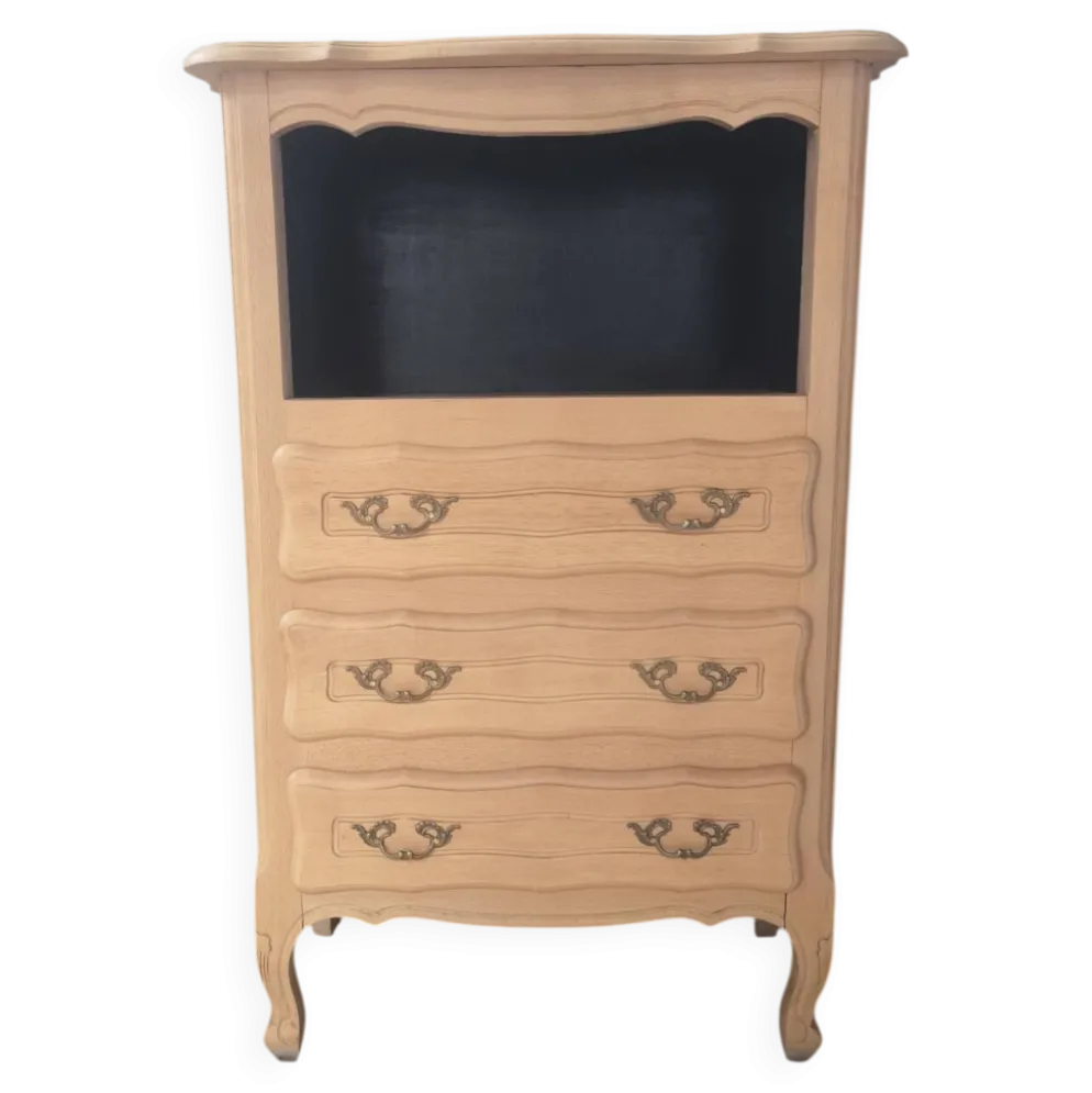 Chiffonnière / Meuble d'entrée style Louis XV rénové bois brut
