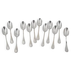 Christofle Albi, 12 cuillères à moka, café, 10 cm, métal argenté, excellent