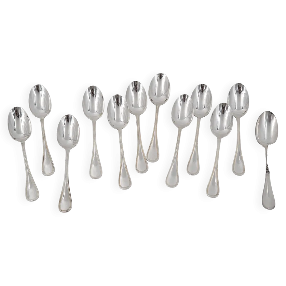 Christofle Albi, 12 cuillères à moka, café, 10 cm, métal argenté, excellent