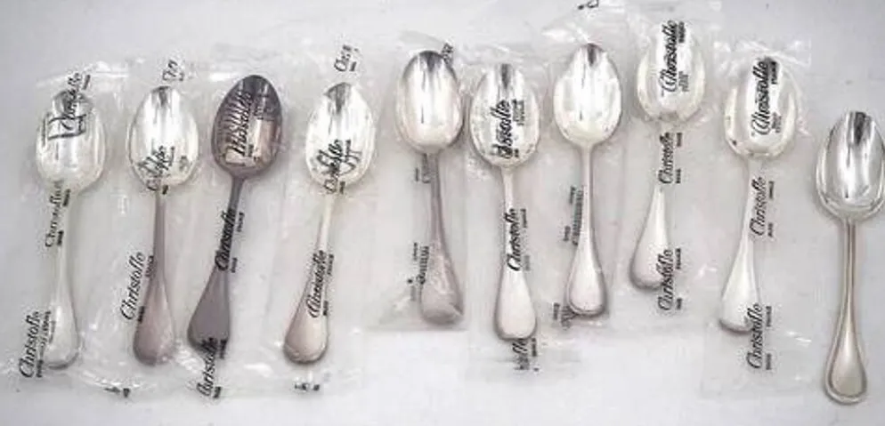 Christofle Albi 10 cuillères thé, café, dessert, 13,5 cm, dont 9 neuves blisters