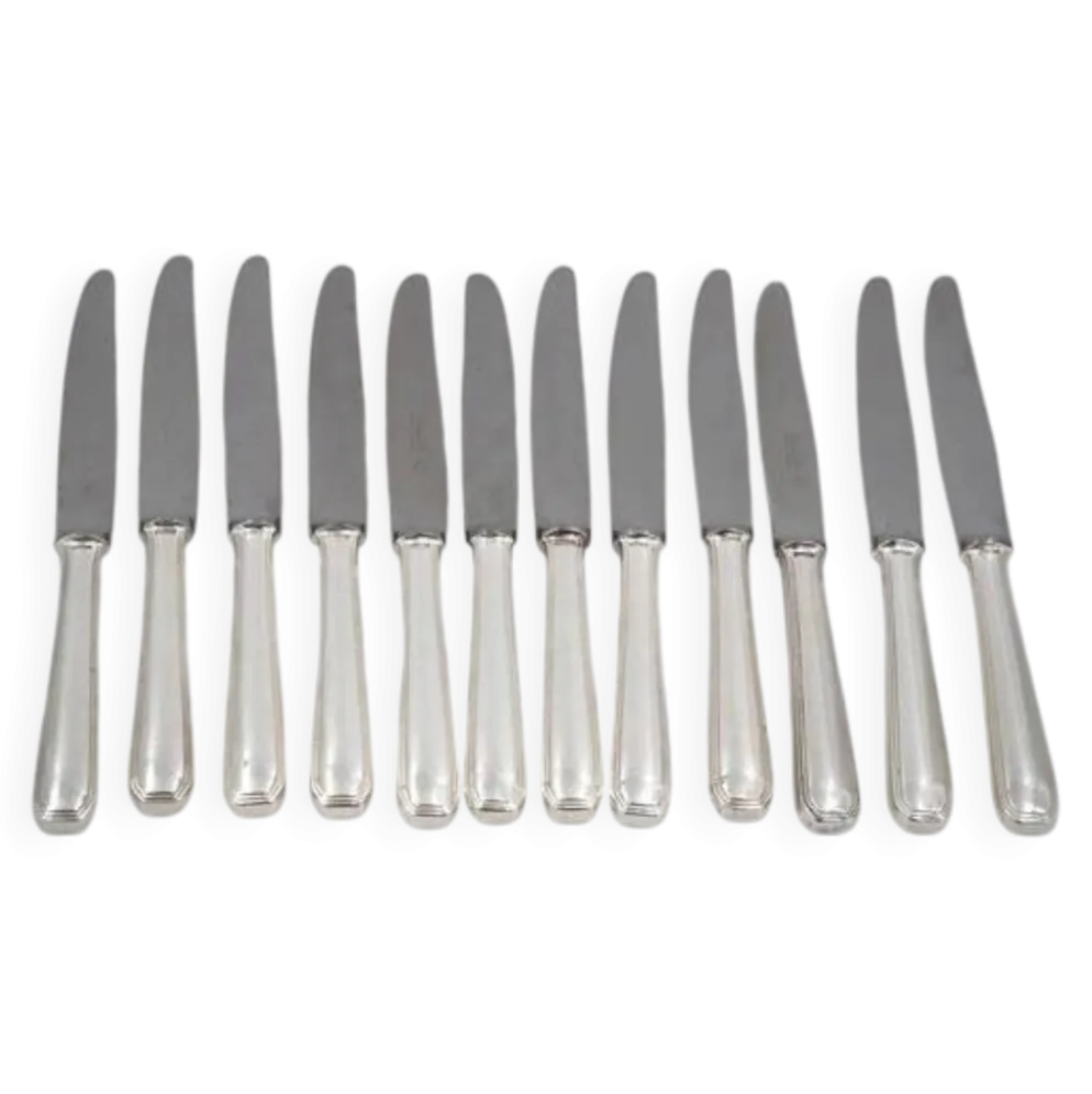 Christofle América 12 couteaux entremets, dessert, fromage, métal argenté 20,2cm