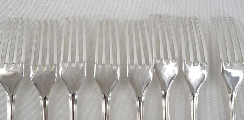 Christofle América, 8 couverts de table, 16 pièces métal argenté excellent état.