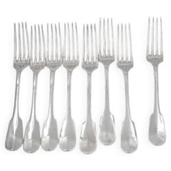 Christofle Cluny, 8 fourchettes de table, 20,5 cm, métal argenté, excellent état