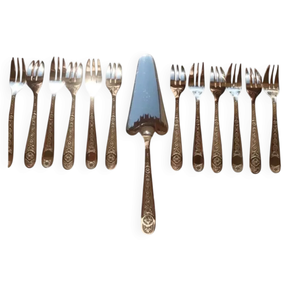 Christofle Ensemble de 12 fourchettes à gâteau et 1 Pelle à tarte
