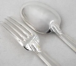 Christofle Gabon, Art Déco, 12 couverts de table, 24 pièces en métal argenté.
