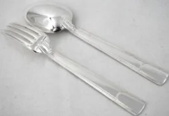 Christofle Gabon, Art Déco, 12 couverts de table, 24 pièces en métal argenté.