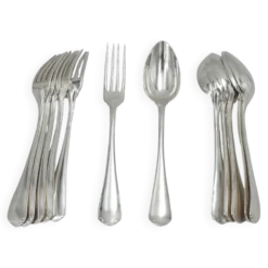 Christofle Japonais, 6 couverts de table, 12 pièces en métal argenté