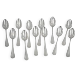 Christofle Japonais, 12 cuillères à thé, café, dessert, 14,2 cm, monogramme "RD"