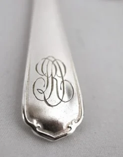 Christofle Japonais, 12 cuillères à thé, café, dessert, 14,2 cm, monogramme
