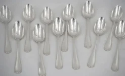 Christofle Japonais, 12 cuillères à thé, café, dessert, 14,2 cm, monogramme