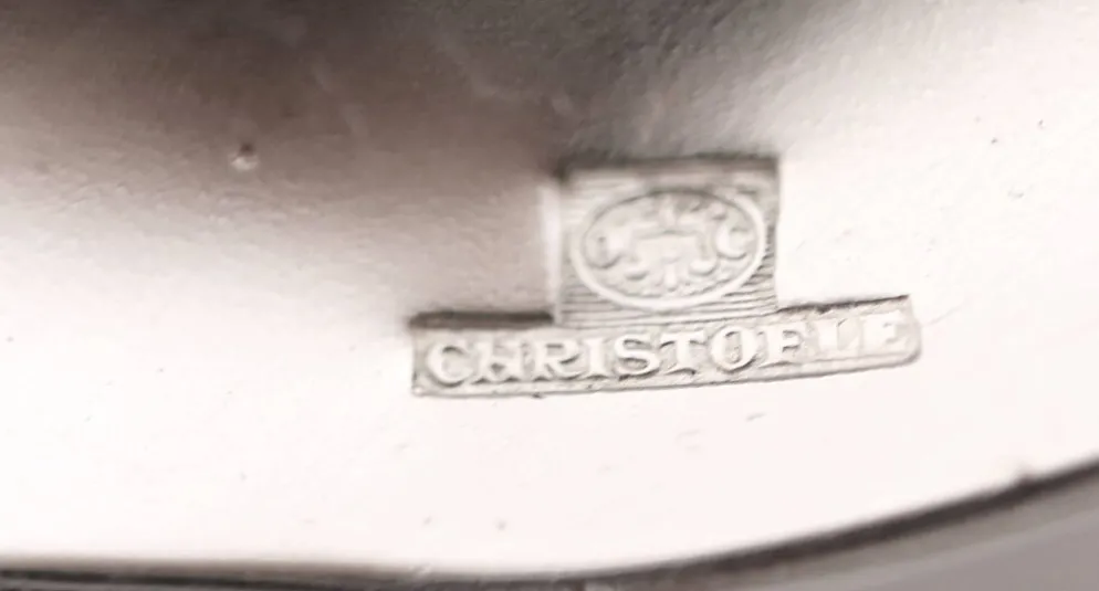 Christofle Malmaison, couvert de service à salade 2 pièces en métal argenté.