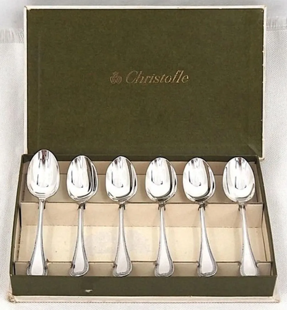 Christofle Malmaison, 6 cuillères à moka, café, 10 cm, état proche du neuf.