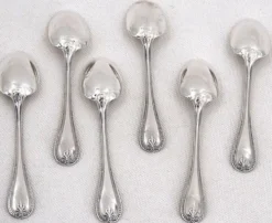 Christofle Malmaison, 6 cuillères à moka, café, 10 cm, état proche du neuf.