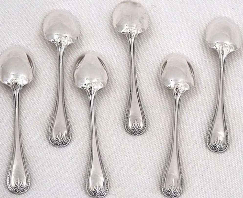 Christofle Malmaison, 6 cuillères à moka, café, 10 cm, état proche du neuf.