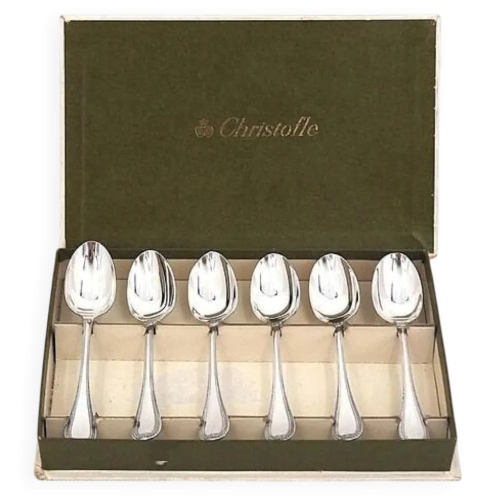 Christofle Malmaison, 6 cuillères à moka, café, 10 cm, état proche du neuf.