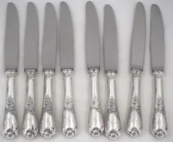 Christofle Marly, 8 couteaux à entremets, dessert, fromage, métal argenté 19,5cm