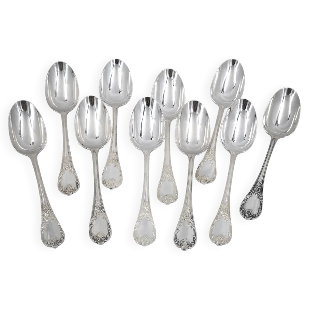 Christofle Marly, 10 cuillères de table métal argenté, 21 cm.
