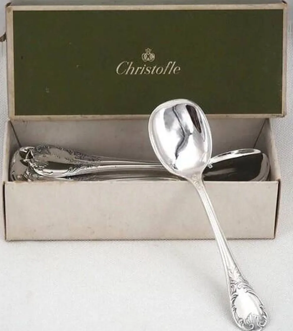 Christofle Marly, 12 cuillères, pelles à glace en métal argenté, 12,8 cm.