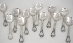 Christofle Marly, 12 cuillères, pelles à glace en métal argenté, 12,8 cm.