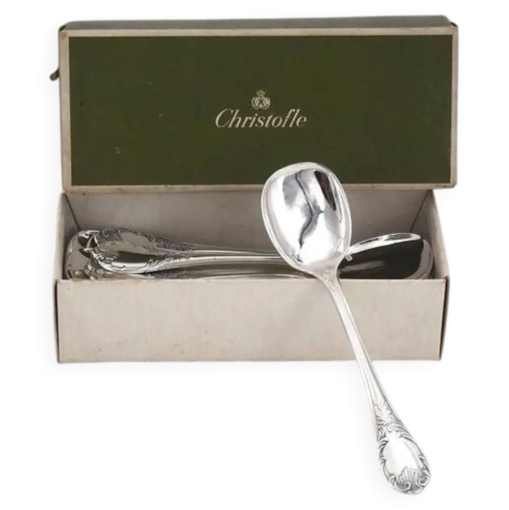 Christofle Marly, 12 cuillères, pelles à glace en métal argenté, 12,8 cm.